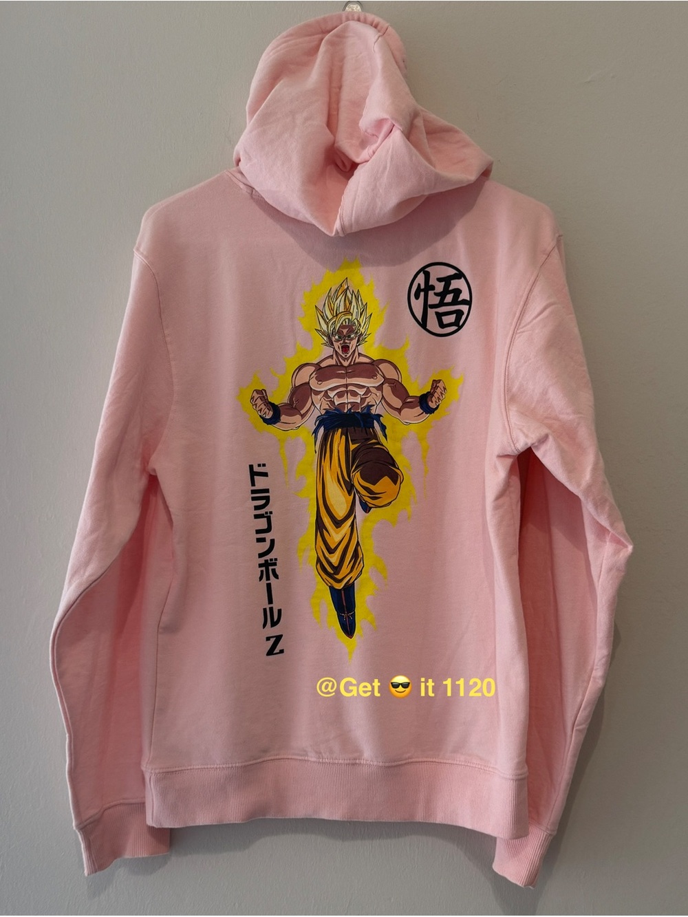 Dragon Ball Z Adult Hoodie Sweater Light Pink Size S - Picture 1 of 5